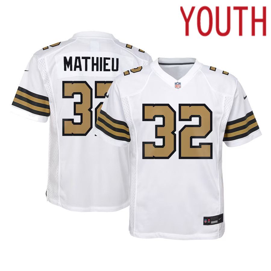 Youth New Orleans Saints 32 Tyrann Mathieu Nike White Team Game NFL Jersey